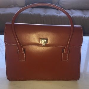 Cognac Lambertson Truex Structured Flap Bag